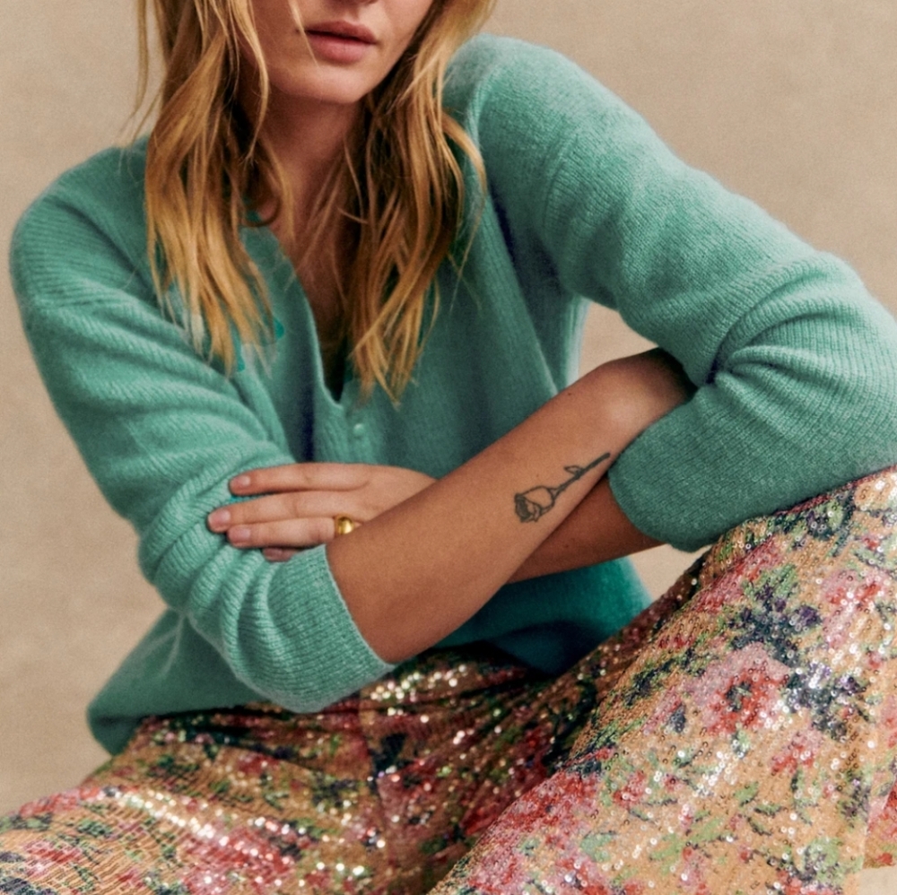 Nwt! Sezane Barry Kid Mohair/ Baby Alpaca Cardigan Light Sage